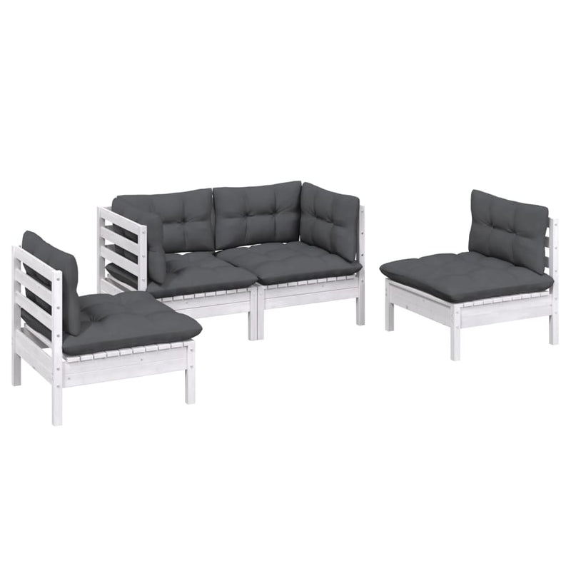 4 Piece Garden Lounge Set with Cushions Solid Pinewood