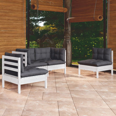 4 Piece Garden Lounge Set with Cushions Solid Pinewood