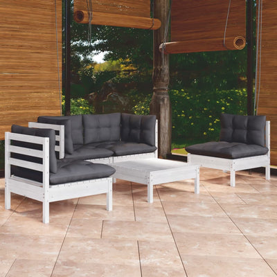 5 Piece Garden Lounge Set with Cushions Solid Pinewood