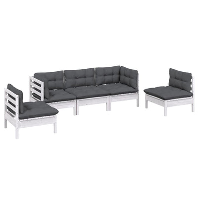 5 Piece Garden Lounge Set with Cushions Solid Pinewood