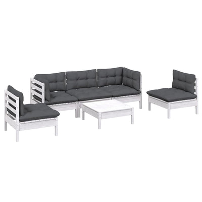 6 Piece Garden Lounge Set with Cushions Solid Pinewood