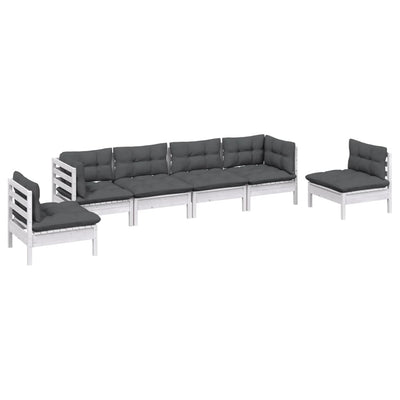 6 Piece Garden Lounge Set with Cushions Solid Pinewood