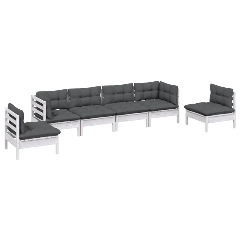 6 Piece Garden Lounge Set with Cushions Solid Pinewood