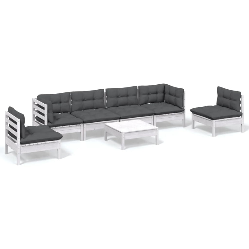 7 Piece Garden Lounge Set with Cushions Solid Pinewood