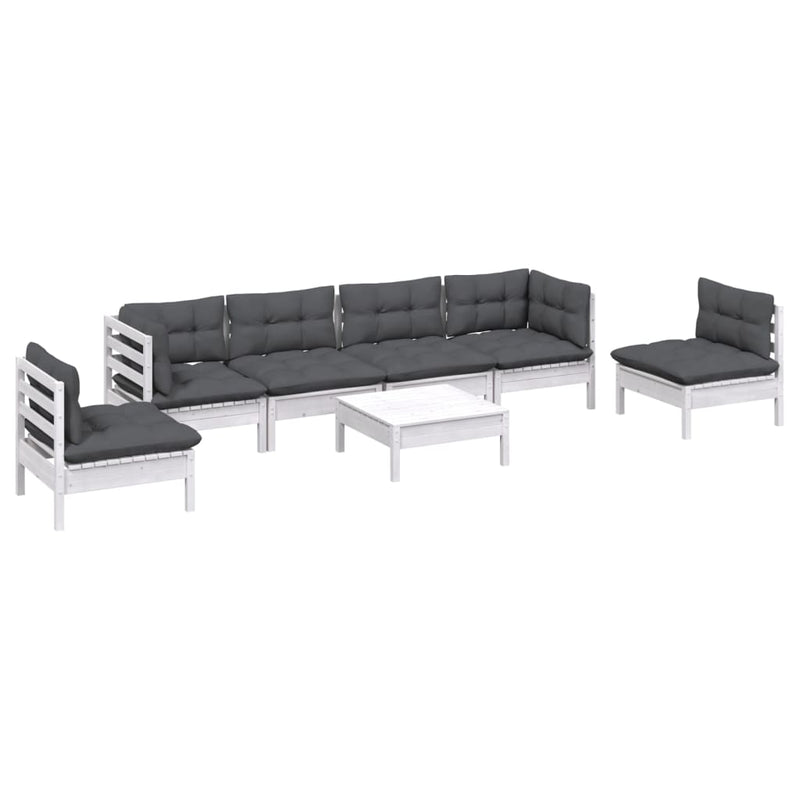 7 Piece Garden Lounge Set with Cushions Solid Pinewood