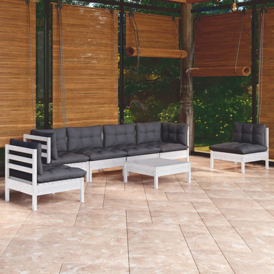 7 Piece Garden Lounge Set with Cushions Solid Pinewood