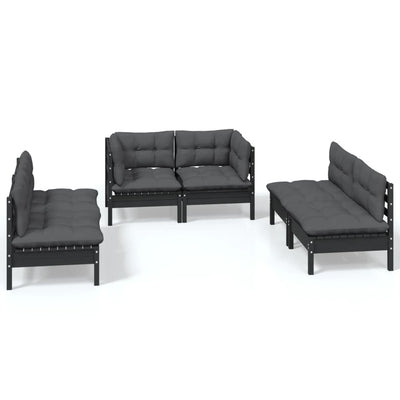 6 Piece Garden Lounge Set with Cushions Solid Pinewood