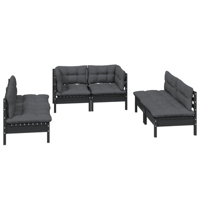 6 Piece Garden Lounge Set with Cushions Solid Pinewood