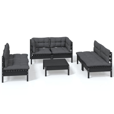 7 Piece Garden Lounge Set with Cushions Solid Pinewood