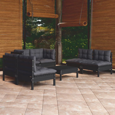 7 Piece Garden Lounge Set with Cushions Solid Pinewood