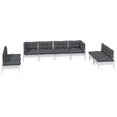 8 Piece Garden Lounge Set with Cushions Solid Pinewood