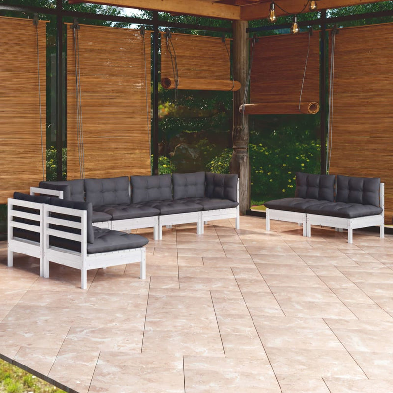 8 Piece Garden Lounge Set with Cushions Solid Pinewood