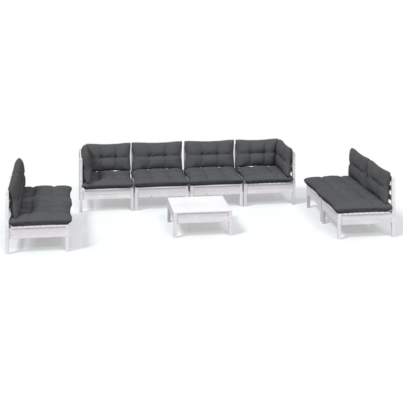 9 Piece Garden Lounge Set with Cushions Solid Pinewood