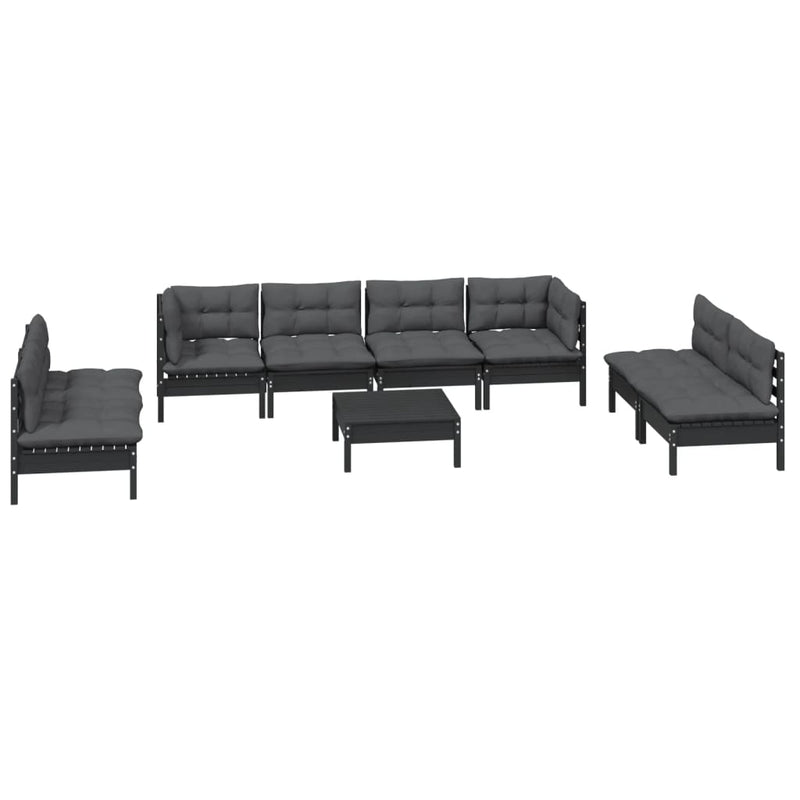 9 Piece Garden Lounge Set with Cushions Solid Pinewood