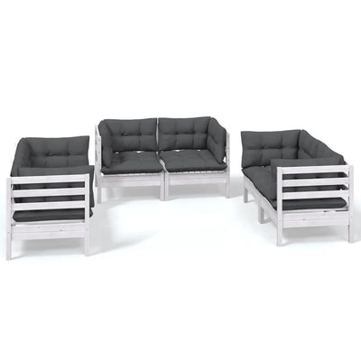 6 Piece Garden Lounge Set with Cushions Solid Pinewood