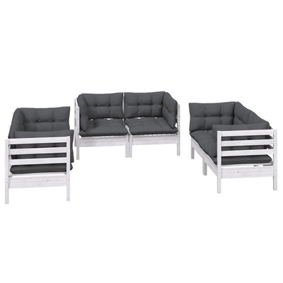 6 Piece Garden Lounge Set with Cushions Solid Pinewood