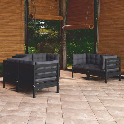 6 Piece Garden Lounge Set with Cushions Solid Pinewood