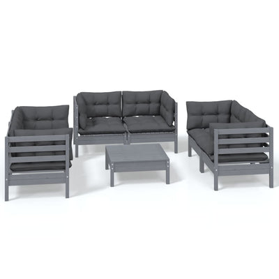 7 Piece Garden Lounge Set with Cushions Solid Pinewood