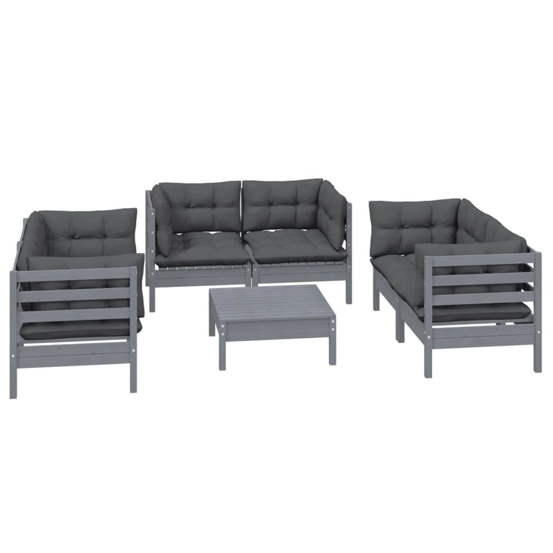 7 Piece Garden Lounge Set with Cushions Solid Pinewood