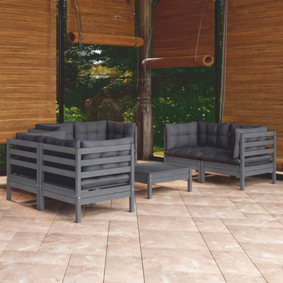 7 Piece Garden Lounge Set with Cushions Solid Pinewood