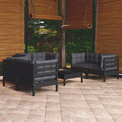 7 Piece Garden Lounge Set with Cushions Solid Pinewood