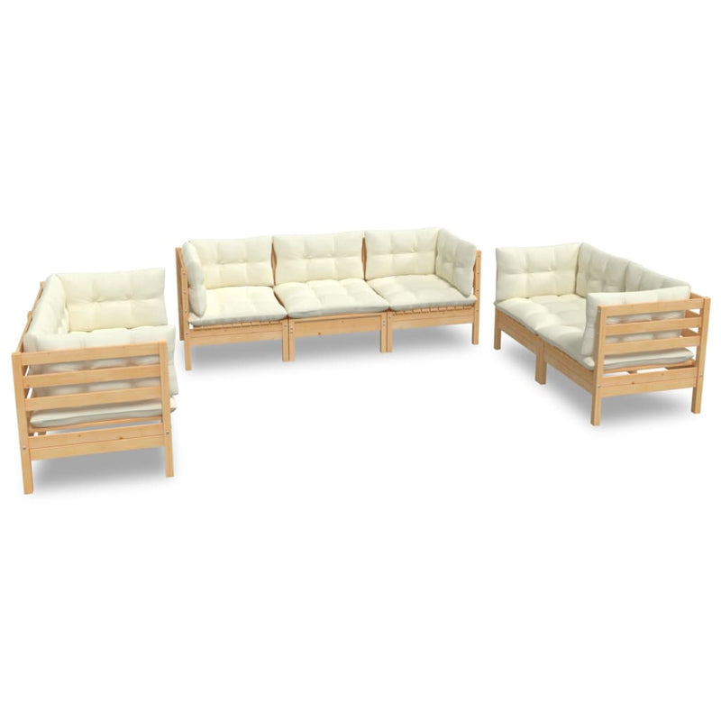 7 Piece Garden Lounge Set with Cream Cushions Solid Pinewood