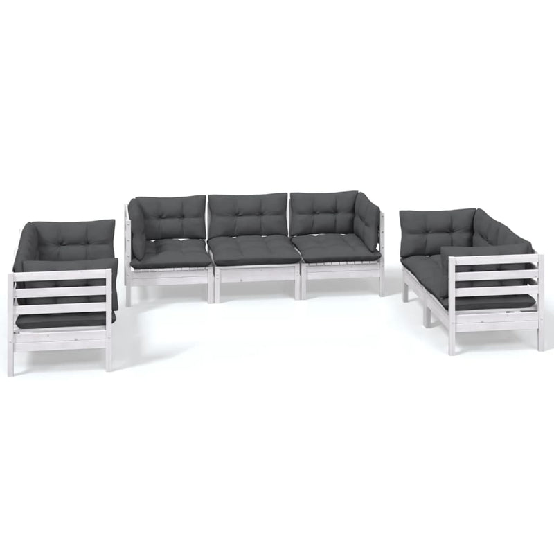 7 Piece Garden Lounge Set with Cushions Solid Pinewood