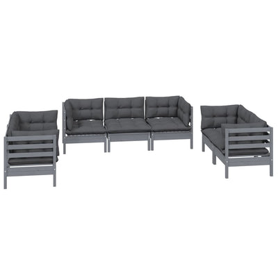 7 Piece Garden Lounge Set with Cushions Solid Pinewood