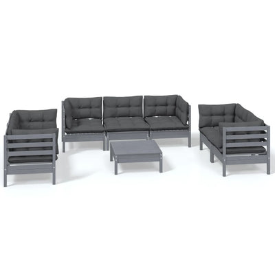 8 Piece Garden Lounge Set with Cushions Solid Pinewood