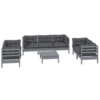 8 Piece Garden Lounge Set with Cushions Solid Pinewood