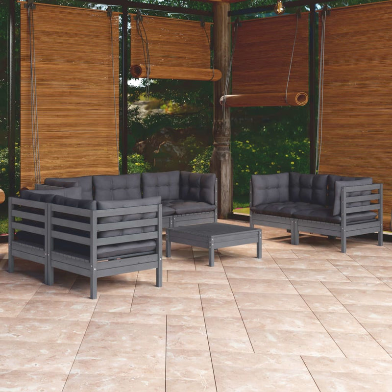 8 Piece Garden Lounge Set with Cushions Solid Pinewood