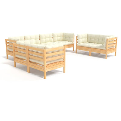 8 Piece Garden Lounge Set with Cream Cushions Solid Pinewood