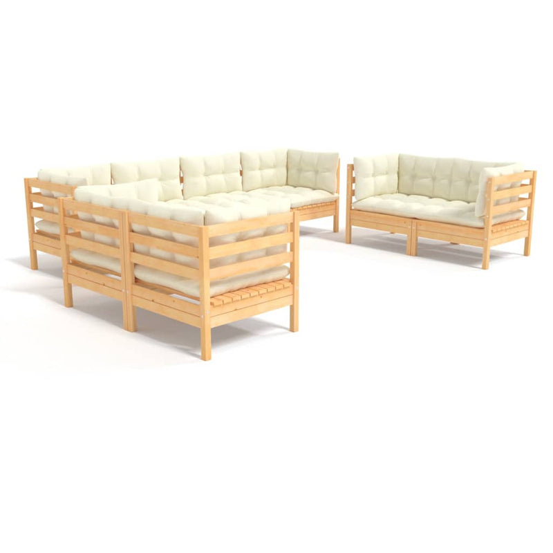 8 Piece Garden Lounge Set with Cream Cushions Solid Pinewood