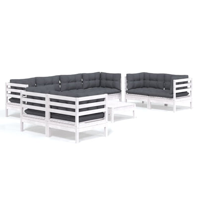 9 Piece Garden Lounge Set with Cushions Solid Pinewood