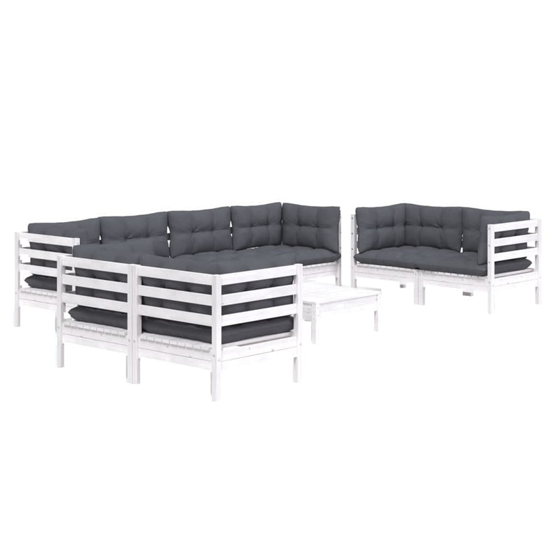 9 Piece Garden Lounge Set with Cushions Solid Pinewood