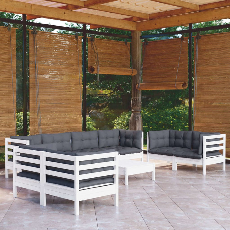 9 Piece Garden Lounge Set with Cushions Solid Pinewood