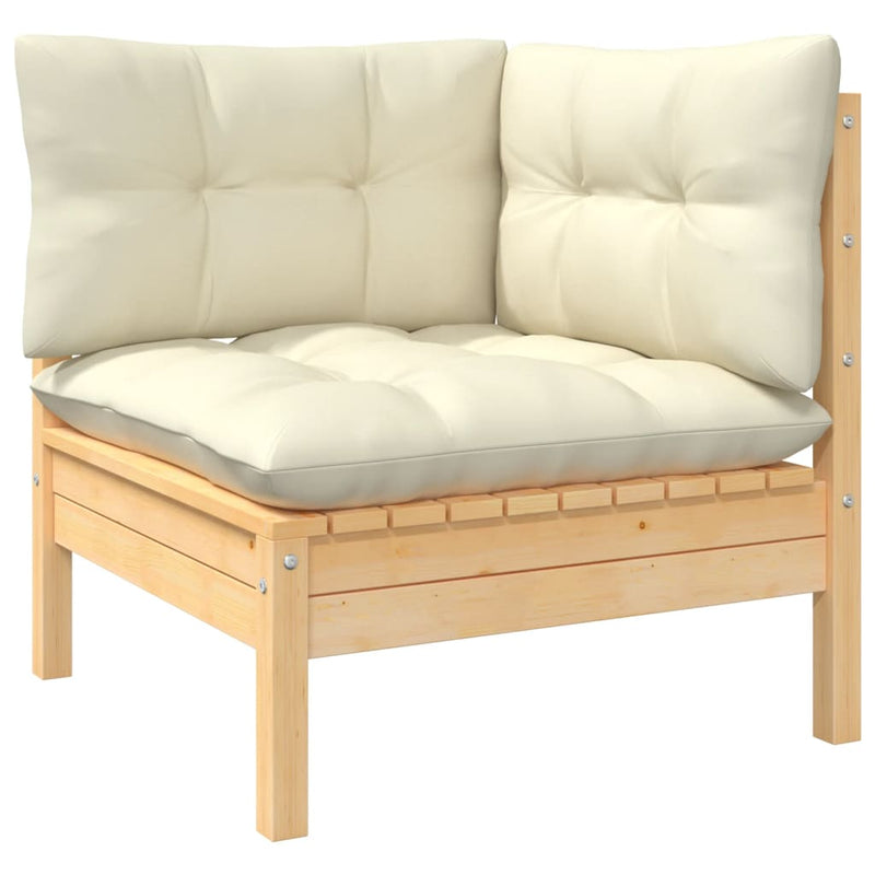 3 Piece Garden Lounge Set with Cream Cushions Solid Wood Pine