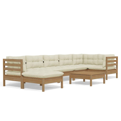 8 Piece Garden Lounge Set with Cushions Honey Brown Pinewood