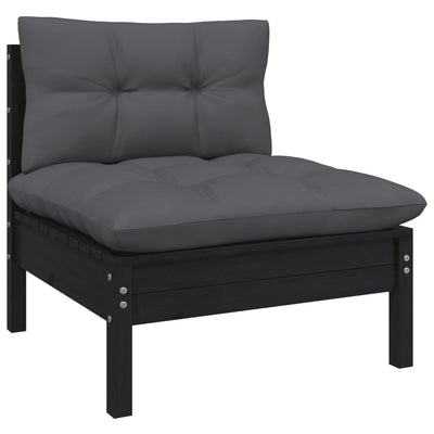 13 Piece Garden Lounge Set with Cushions Black Solid Pinewood