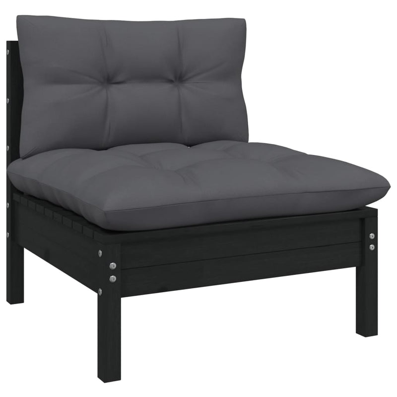 14 Piece Garden Lounge Set with Cushions Black Pinewood