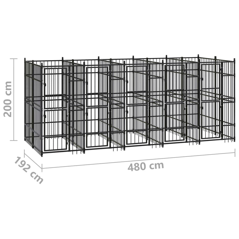 Outdoor Dog Kennel Steel 9.22 m²