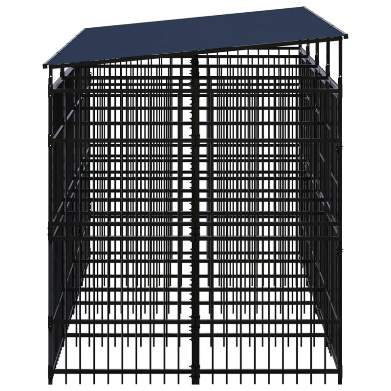 Outdoor Dog Kennel with Roof Steel 7.37 m²