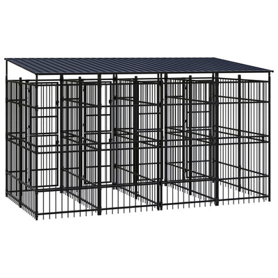 Outdoor Dog Kennel with Roof Steel 7.37 m²