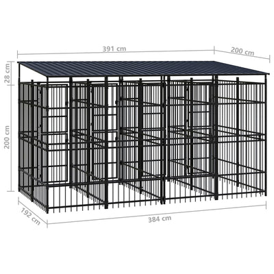 Outdoor Dog Kennel with Roof Steel 7.37 m²