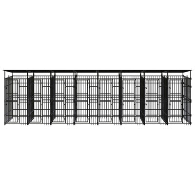 Outdoor Dog Kennel with Roof Steel 14.75 m²