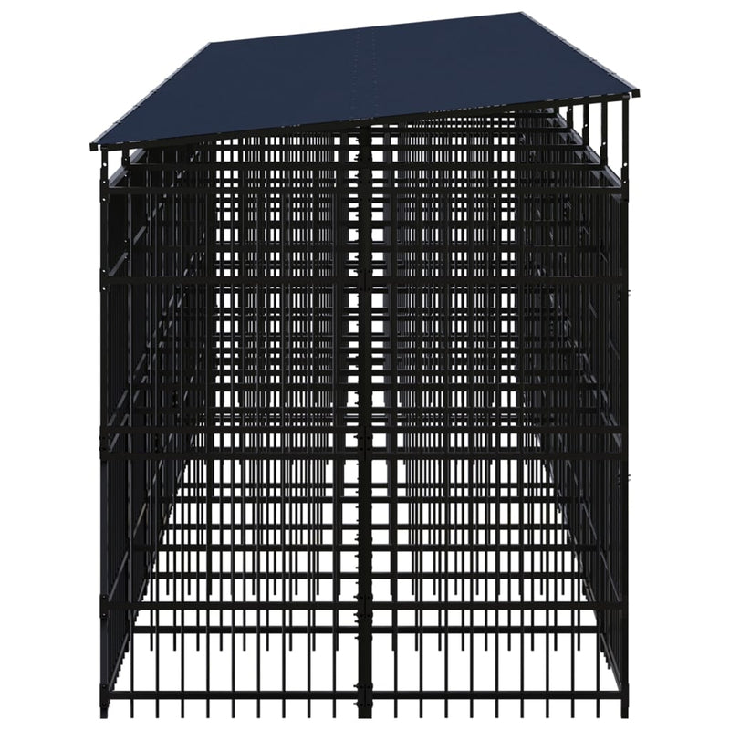 Outdoor Dog Kennel with Roof Steel 14.75 m²