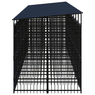 Outdoor Dog Kennel with Roof Steel 16.59 m²