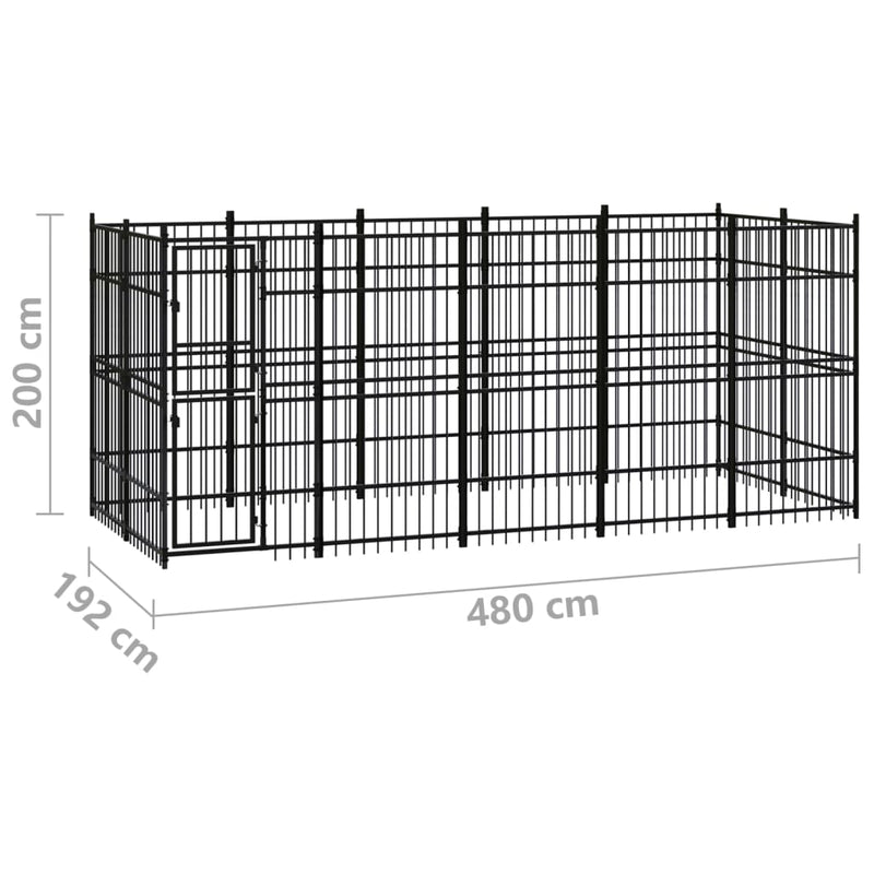 Outdoor Dog Kennel Steel 9.22 m²