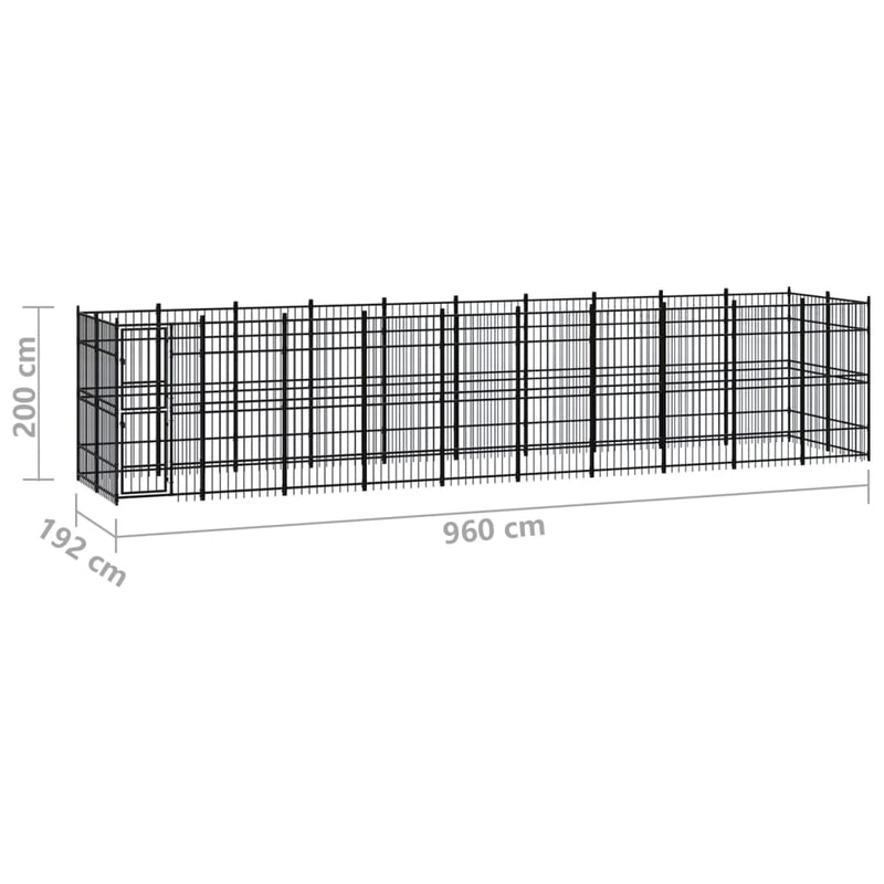 Outdoor Dog Kennel Steel 18.43 m²