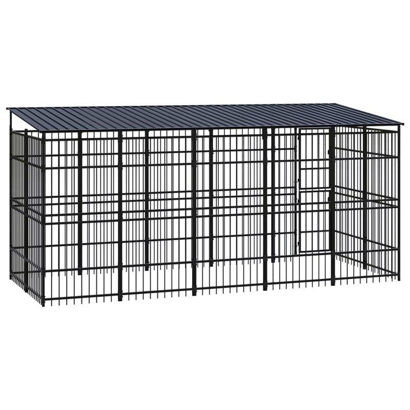 Outdoor Dog Kennel with Roof Steel 9.22 m²